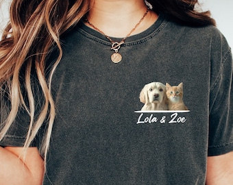 Custom Pet TShirt Pet Photo + Name Custom Dog Shirt Personalized Dog Shirt Custom Dog T Shirts for Humans Custom Cat Shirt T-Shirts