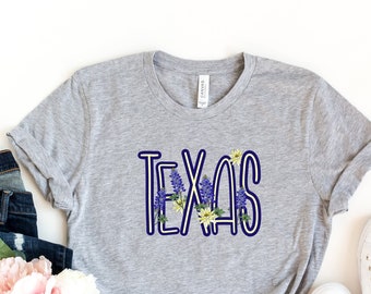 Texas Bluebonnets T-shirt, Texas Tshirt, Texas Bluebonnets Tee, Texas Lover Gifts,Flower Tshirt, Botanical Gifts,Texas Shirt, Bluebonnet Tee
