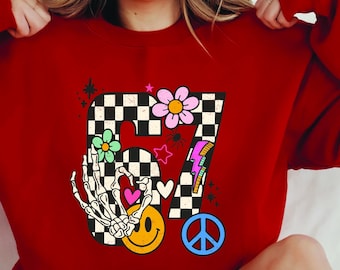 6 7 funny Shirt teacher shirt, six seven Tiktok trend, Meme shirt, group shirt, couples costume, teen, tween, Six Seven Sweatshirt