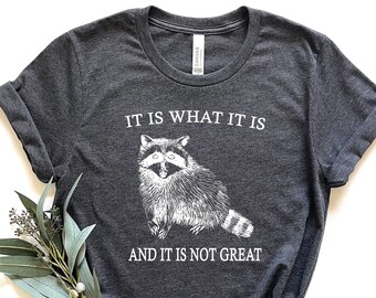 It Is What It Is And It Is Not Great Shırt,Vintage Drawing Shirt,Raccoon Meme Shirt,Funny Trash Panda Shirt,Unisex Tee,Gıft For Her,Funny