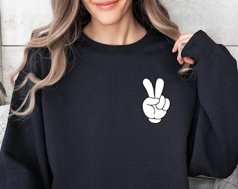 Disney Pocket Size Peace Sign Sweatshirt,Disneyworld shirts,Peace Mickey Shirt,Matching Disney Pals Shirts,Disneyland shirt, retro disney