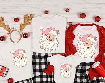 Pink Retro Santa Shirt,Christmas Sweatshirt,Women Christmas Santa Shirts,Cute Vintage Santa Shirt,Classic Christmas Shirt,Christmas Tee,xmas