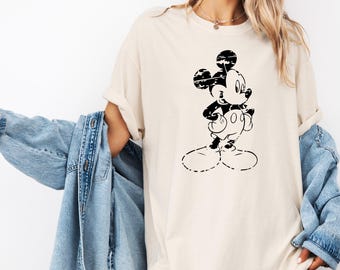 Mickey Mouse Sketch Shirt,Retro Cartoon Character Shirt, Trendy Aesthetic Shirt,Mickey Mouse Shirt,Disney World Shirt,Disney Shirts,mickey