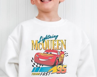 Retro Lightning Mcqueen Sweatshirt, Vintage Disney Cars Shirt, Disney Car Pixar Sweatshirt, Cars Theme Birthday Sweater, Cars Character