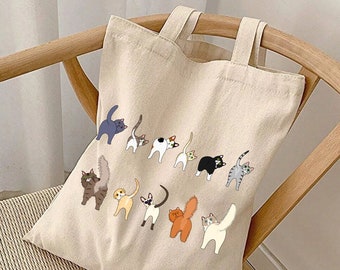 Cat Butt Tote Bag, Funny Cat Mom Tote Bag,Cat Tote Bag, Canvas Tote Bag,canvas bag,Cat Gifts For Women,Funny Cat Lover Gift,Animal Tote,