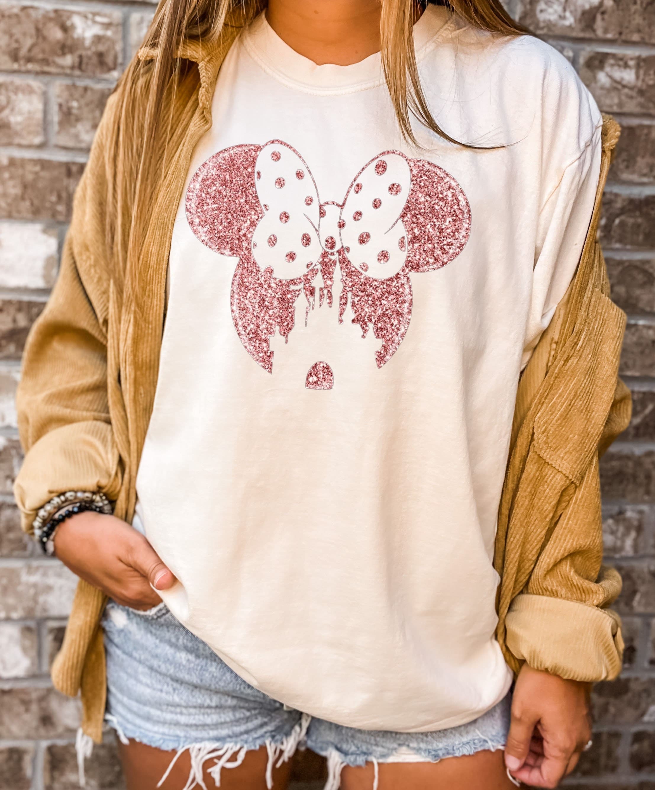 Glitter Rose Gold Minnie Shirt cute Ear Shirt disney Shirt for Women disney Ear Shirt disney Shirts Minnie Ear Shirt disney Family Shirt Etsy