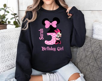 Custom Disney Birthday Shirt, Minnie Birthday Sweatshirt, Minnie Mouse Birthday Girl Shirt, Disney Birthday Party, Minnie Birthday Girl