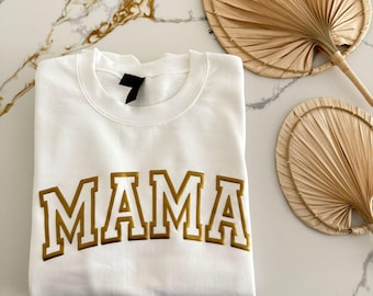 Custom Puff Mama Sweatshirt with Kids Name on Sleeve,Mothers Day Gift,Birthday Gift for Mom,New Mom Gift,Cool Mom Sweater,Mama Sweatshirt
