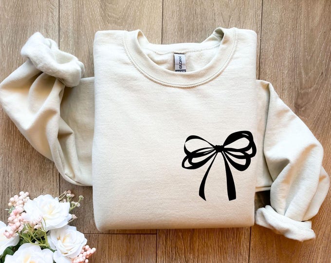 Black Bow Sweatshirt,Coquette Black Bows Shirt,Coquette Sweatshirt,Bow Girl Sweatshirt,Coquette Sweatshirt,Cute Bow Shirt, Black Ribbon