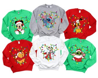 Custom Disney Family Christmas Shirt,Matching Christmas,Disney Character Christmas Shirt,2024 Mickeys Very Merry Shirt,Christmas Lights