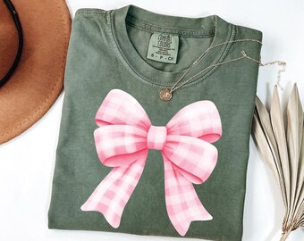 Pink Ribbon Shirt, Girly Aesthetic Crewneck, Cute Coquette Bow Shirt,Women Gift,Coquette Shirts for Women,Birthday Gifts,Ribbon sweater