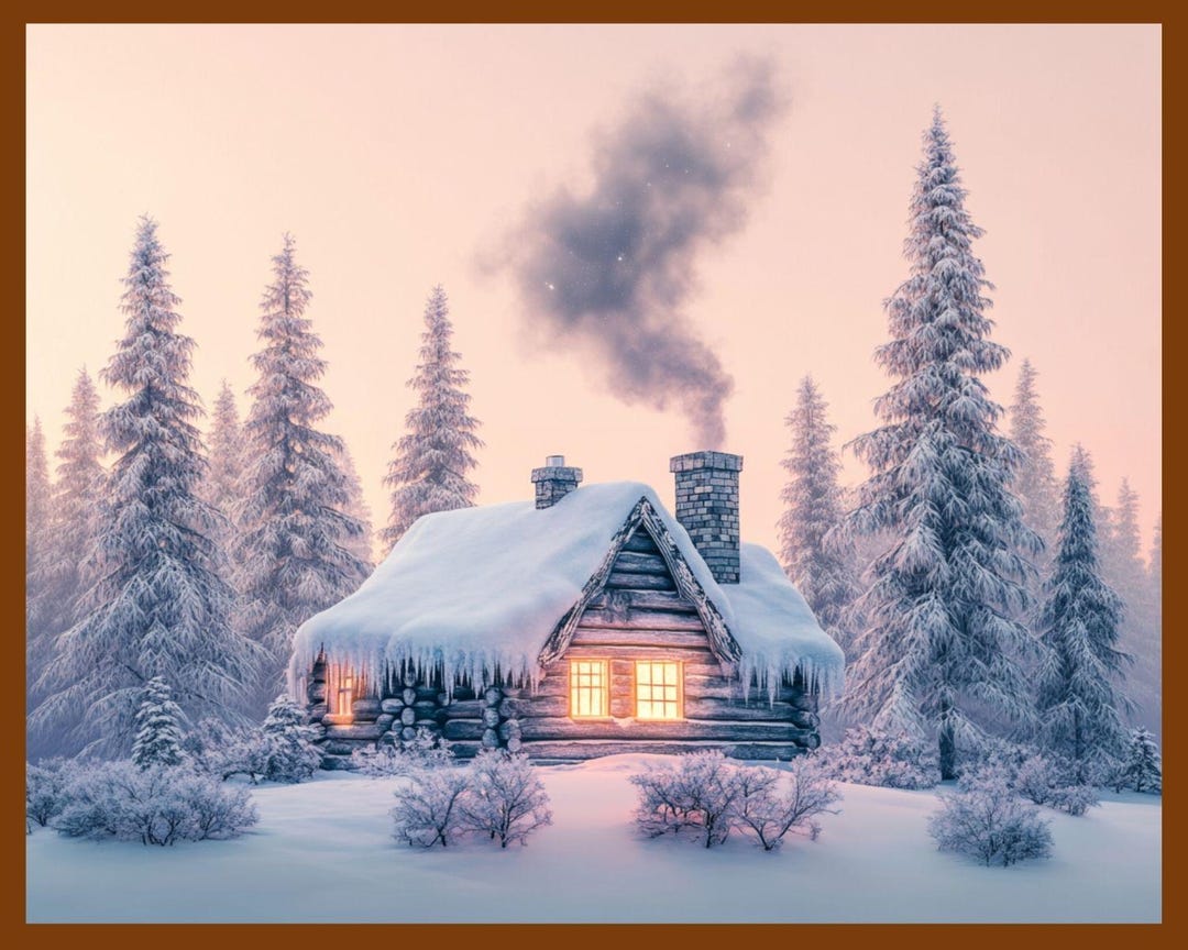 Cozy Winter Cabin in Snowy Forest Enchanted Winter Wonderland Art Print ...