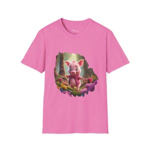Cute Pig Unisex Softstyle T-Shirt, Pig Lover Tee, Animal Graphic Shirt, Nature Forest Top, Farm Animal Clothing, Piggy Tee