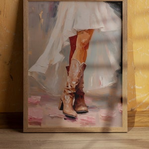 Retro Western Print | Dorm Prints | Pretty Cowboy Boots | 1950&#39;s Aesthetic | Retro Wall Art | Girlie Prints | Apartment Art