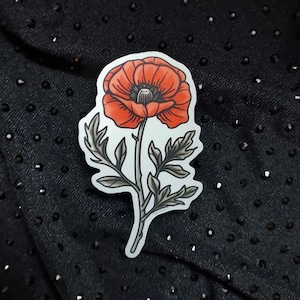 Red Poppy Flower Sticker