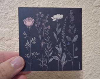 Botanische sticker donkere bloem
