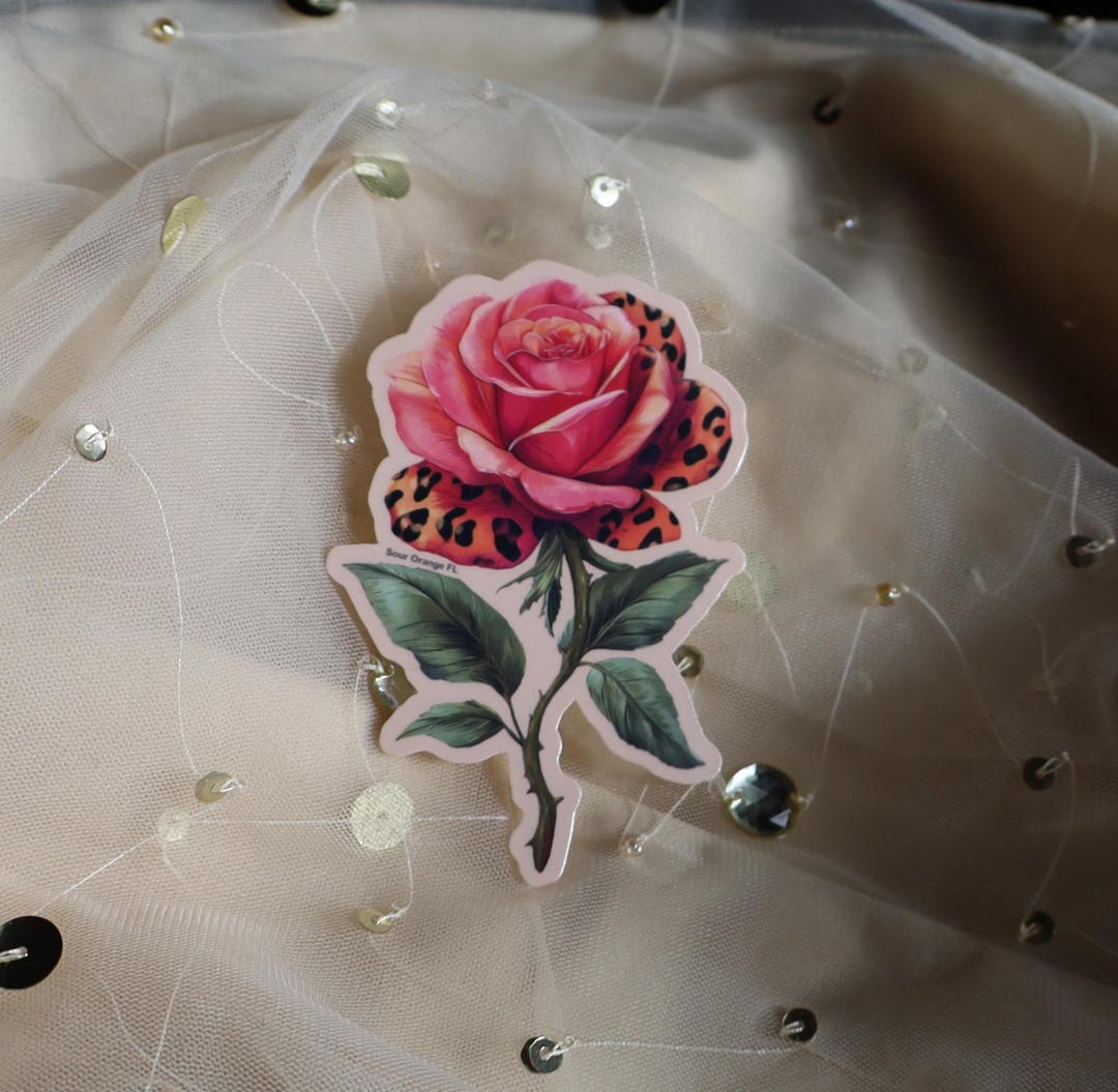 Pink Leopard Print Dreamy Rose Sticker - Etsy