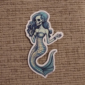 Siren Mermaid Skeleton Sticker