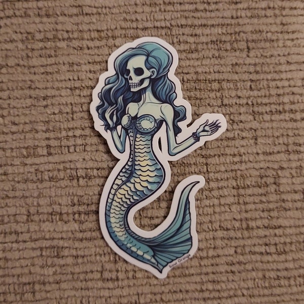 Siren Mermaid Skeleton Sticker