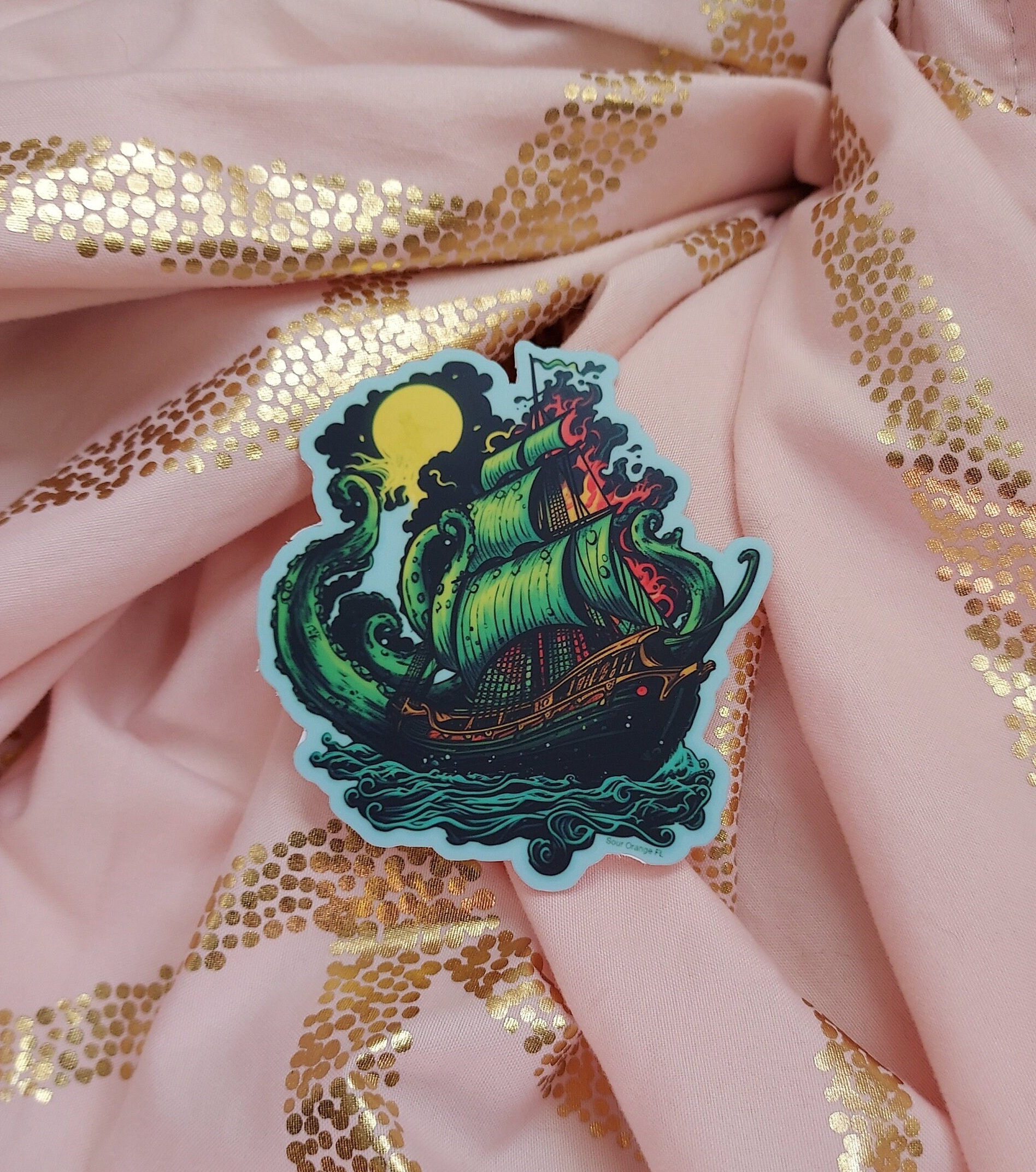 Kraken and Pirate Ship Sticker - Etsy