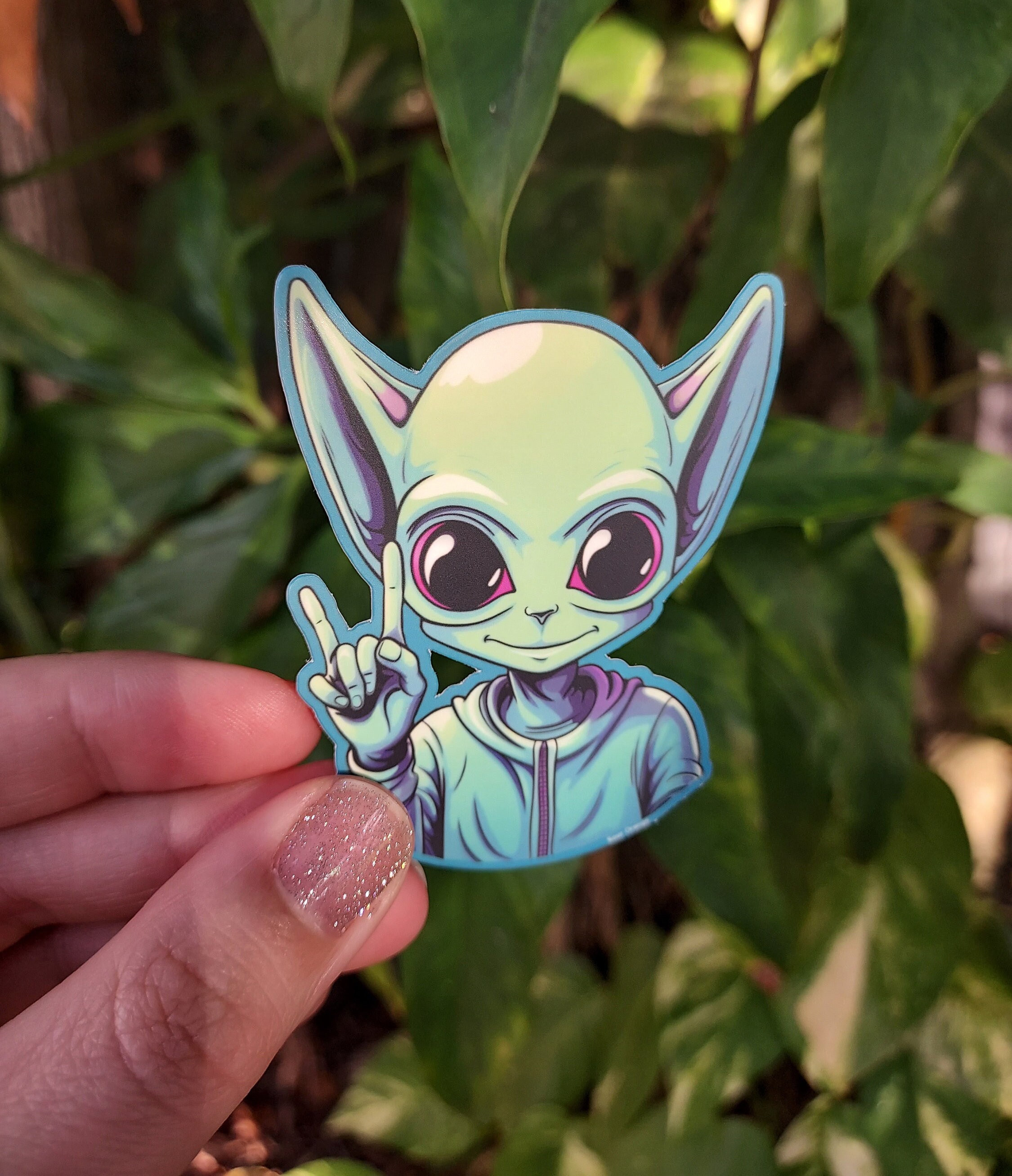 Peace Sign Alien Sticker - Etsy