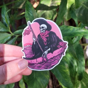 Pink Pirate Reaper on a Boat Sticker