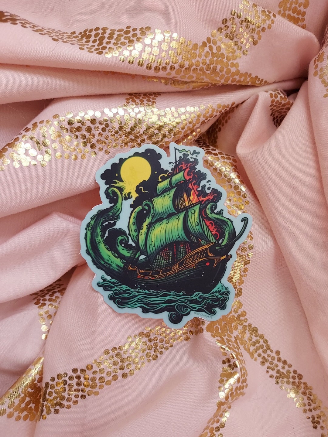 Kraken and Pirate Ship Sticker - Etsy