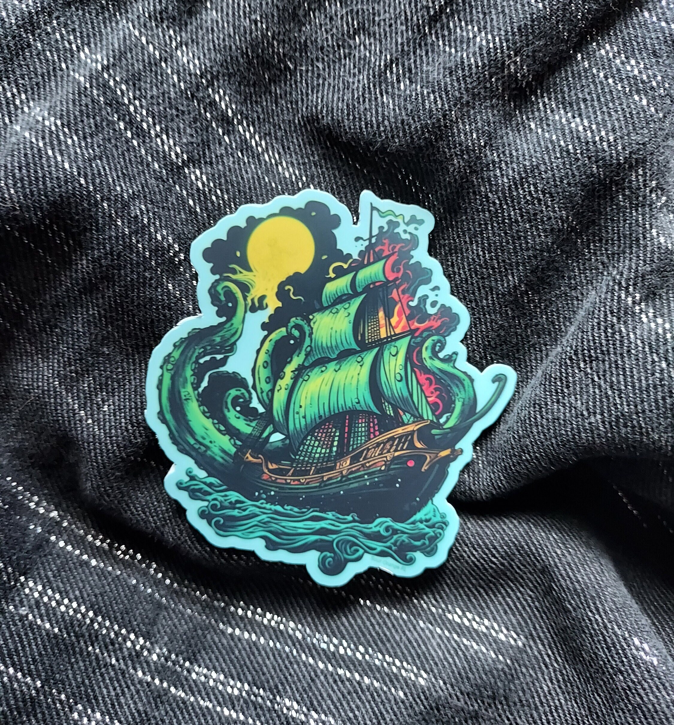 Kraken and Pirate Ship Sticker - Etsy