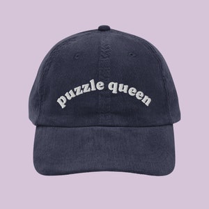 Puzzle Queen Corduroy Hat: Embroidered Cozy Gaming Cap