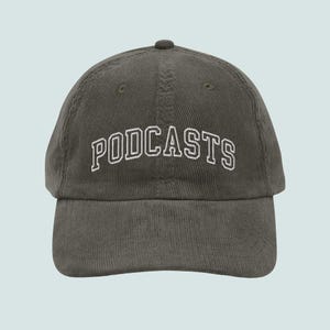 Olive Podcasts Corduroy Cap, Embroidered Podcaster Podcasting Dad Hat, Podcast Fan Merch, Gift for Podcast Lover, Podcaster Gift, Pop Culture Hat
