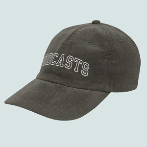 Olive Podcasts Corduroy Cap, Embroidered Podcaster Podcasting Dad Hat, Podcast Fan Merch, Gift for Podcast Lover, Podcaster Gift, Pop Culture Hat
