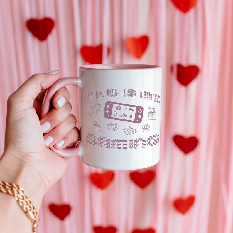 COZY GAMING Mug, This is Me Gaming Pink Mug, Cozy Gamer Coffee Cup, Gift for Gamer Girl, Cute Kawaii Video Game Merch, Gamer Gift