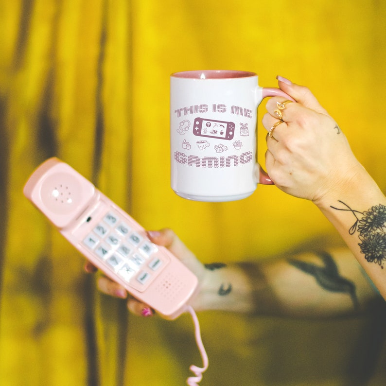 COZY GAMING Mug, This is Me Gaming Pink Mug, Cozy Gamer Coffee Cup, Gift for Gamer Girl, Cute Kawaii Video Game Merch, Gamer Gift