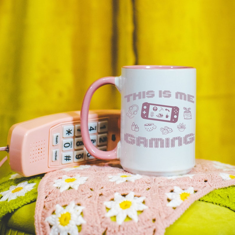 COZY GAMING Mug, This is Me Gaming Pink Mug, Cozy Gamer Coffee Cup, Gift for Gamer Girl, Cute Kawaii Video Game Merch, Gamer Gift
