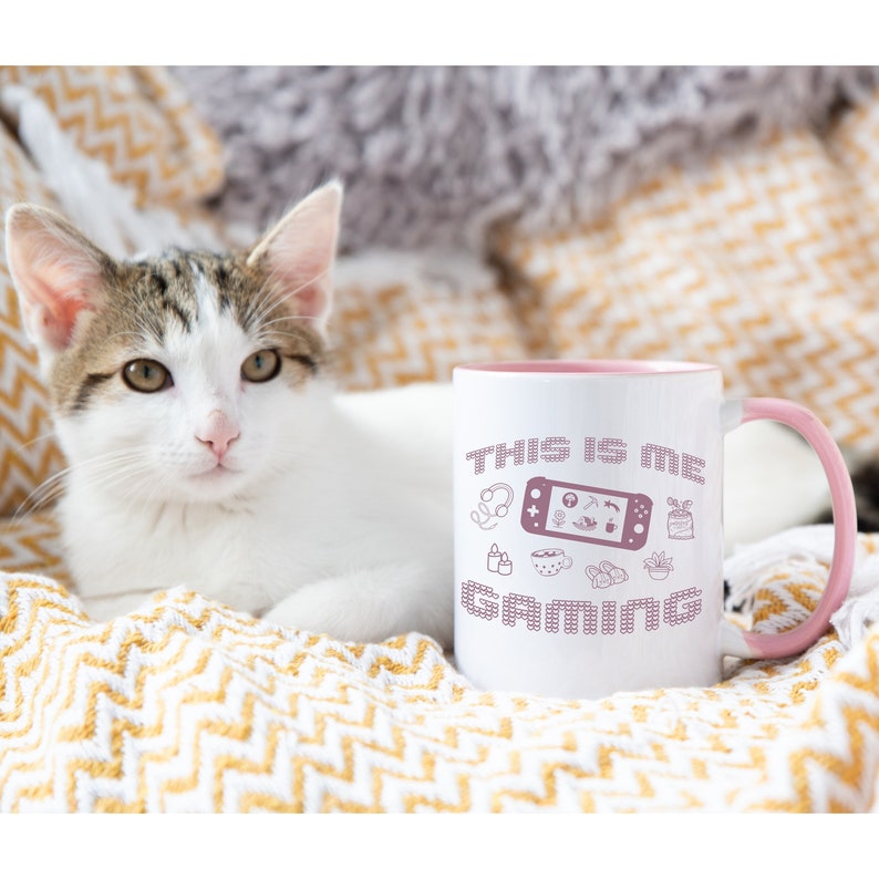 COZY GAMING Mug, This is Me Gaming Pink Mug, Cozy Gamer Coffee Cup, Gift for Gamer Girl, Cute Kawaii Video Game Merch, Gamer Gift