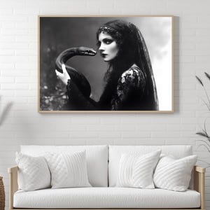 Witchy Woman Snake Portrait: Dark Fantasy Art Print (Instant Digital Download)