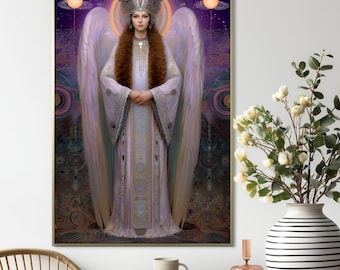 Shekinah Goddess Kabbalah Art Nouveau Portrait: Sacred Home Decor Print (Digital Download)