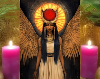 Isis Inner Transformation Meditation Altar Card: Egyptian Goddess Prayer Art Print 5x7
