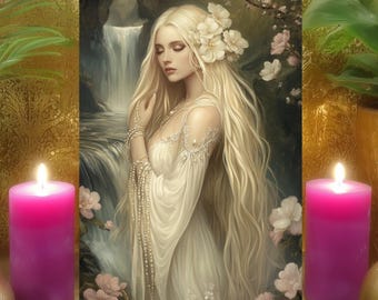 Aphrodite Self Love Prayer Altar Card: Divine Feminine Romantic Floral Goddess Art Print 5x7