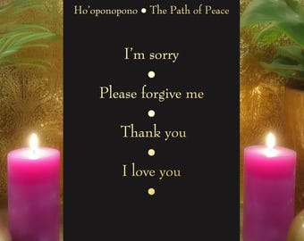 Healing Ho’oponopono Guided Meditation Card – Double Sided 5x7 Gold Foil Altar Prayer Print