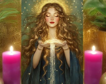 Danu’s Deep Healing Blessing Prayer Altar Card: Celtic Water & River Goddess Art 5x7 Print