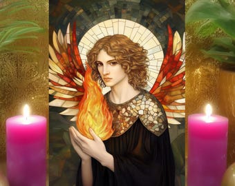 Erzengel Uriel’s Wisdom & Wise passieren Gebetskarte: Mosaik Altar Kunst #1 (130x200 Papierdruck)