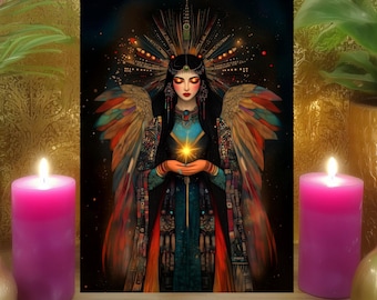 Inanna's Celestial Blessings Prayer Altar Card: Sumerian Goddess of Love Art 5x7 Print