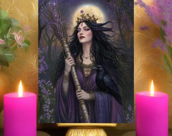 Nicneven Glamour Magick Invocation Altar Card: Celtic Fairy Queen, Witch Goddess, Prayer Print 5x7