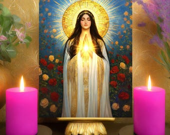 Shekhinah’s Peace & Comfort Gebetskarte: Glasmalerei Florale Lichtgöttin Altar Kunstdruck 13x18