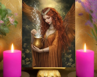 Eos Positive Vibrationen Gebetsaltar Karte: Griechische Titan Göttin der Morgenröte Art 5x7 Print