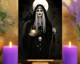 Baba Yaga's Wild Woman Invocation Altar Card: Mystical Forest Witch Crone Art Print 5x7