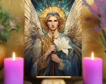 Erzengel Gabriel Botschaft aus dem Universum Gebetskarte: Engelführung Altar Kunstdruck 13x18