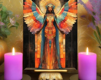 Pistis Sophia Wisdom & Guidance Prayer Altar Card: Gnostic Goddess Mosaic Art (5x7 Paper Print)