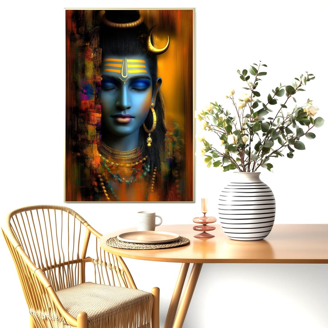 Lord Shiva Print: Printable Abstract Modern Hindu God Altar Wall Art ...
